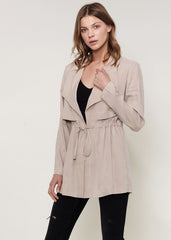 Ro&de Noir Open Front Jacket In Taupe