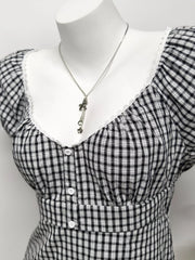Plaid Short Sleeve Blouse