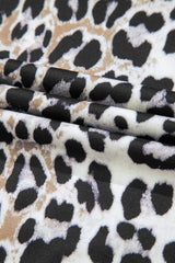 Plus Size Leopard Contrast Trim Short Sleeve Top