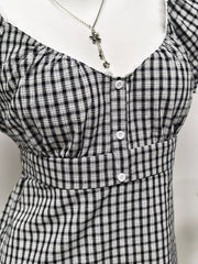 Plaid Short Sleeve Blouse