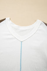 Plus Size Colorblock Lace Patchwork Balloon Sleeve Top