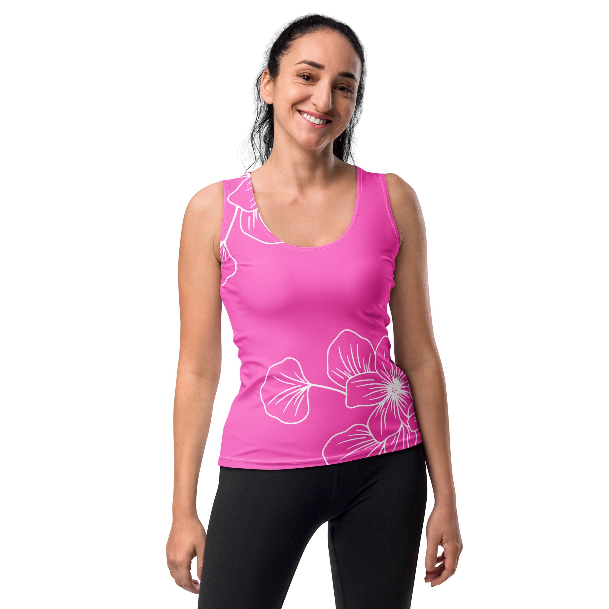 Womens Stretch Fit Tank Top - Pink Floral 7022623