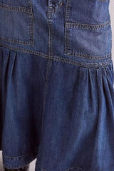 MUNSIEUR Bohemian Denim Midi Skirt - Luxury Flowy Skirt with Pockets