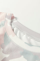 Plus Size Camo Drop Shoulder Pullover Top