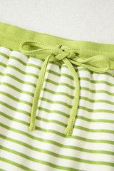 Stripe Collared V-Neck Pullover and Skort Set