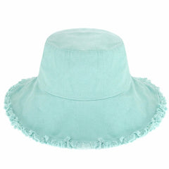 Wide Brim Frayed Bucket Hat for Summer – Lightweight Cotton Sun Hat