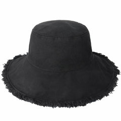 Wide Brim Frayed Bucket Hat for Summer – Lightweight Cotton Sun Hat
