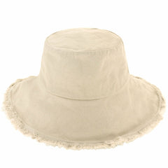 Wide Brim Frayed Bucket Hat for Summer – Lightweight Cotton Sun Hat
