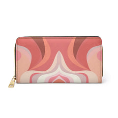 Boho Pink and White Contemporary Art Lined Pattern Womens Zipper