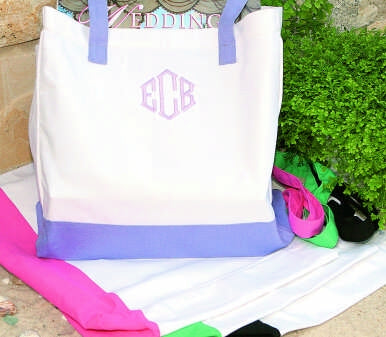 Ivy Lane Design 3PH Canvas Tote Bag - White with Periwinkle Straps