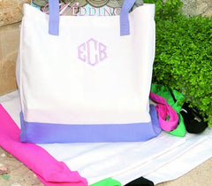 Ivy Lane Design 3PH Canvas Tote Bag - White with Periwinkle Straps