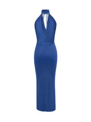 Backless Lace Up Back Sleeveless Maxi Dress