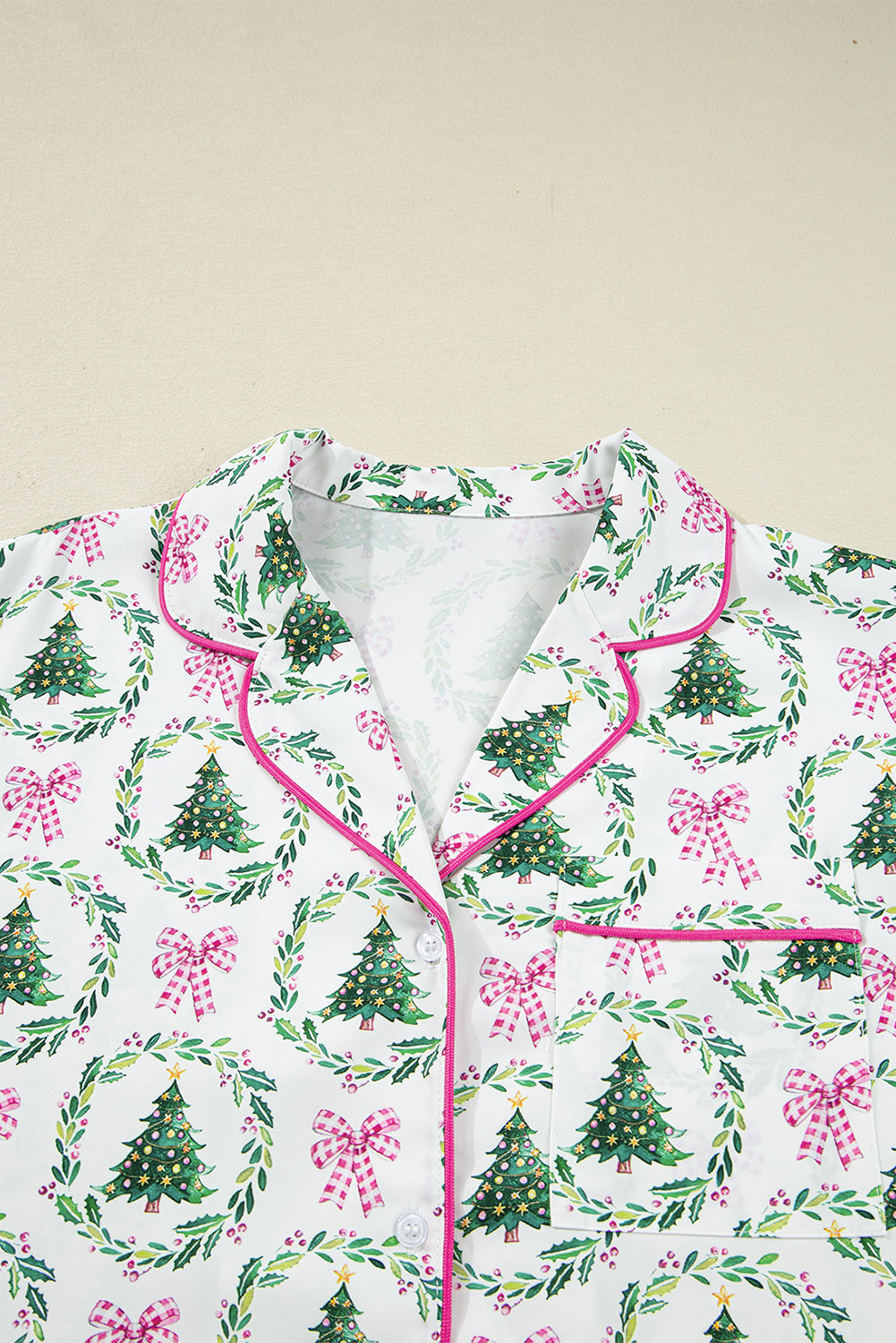 Christmas Velvet Trim Top and Shorts Pajama Set
