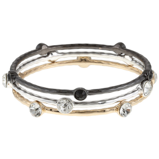 Celeste 610B-1000BWY Celeste Tri-Color Crystal Bangles -Set of 3