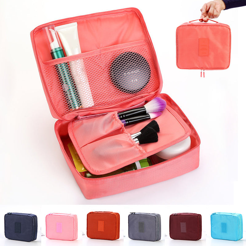 Portable Cosmetic Bag Waterproof Divider Multi-grid Pockets Toiletry