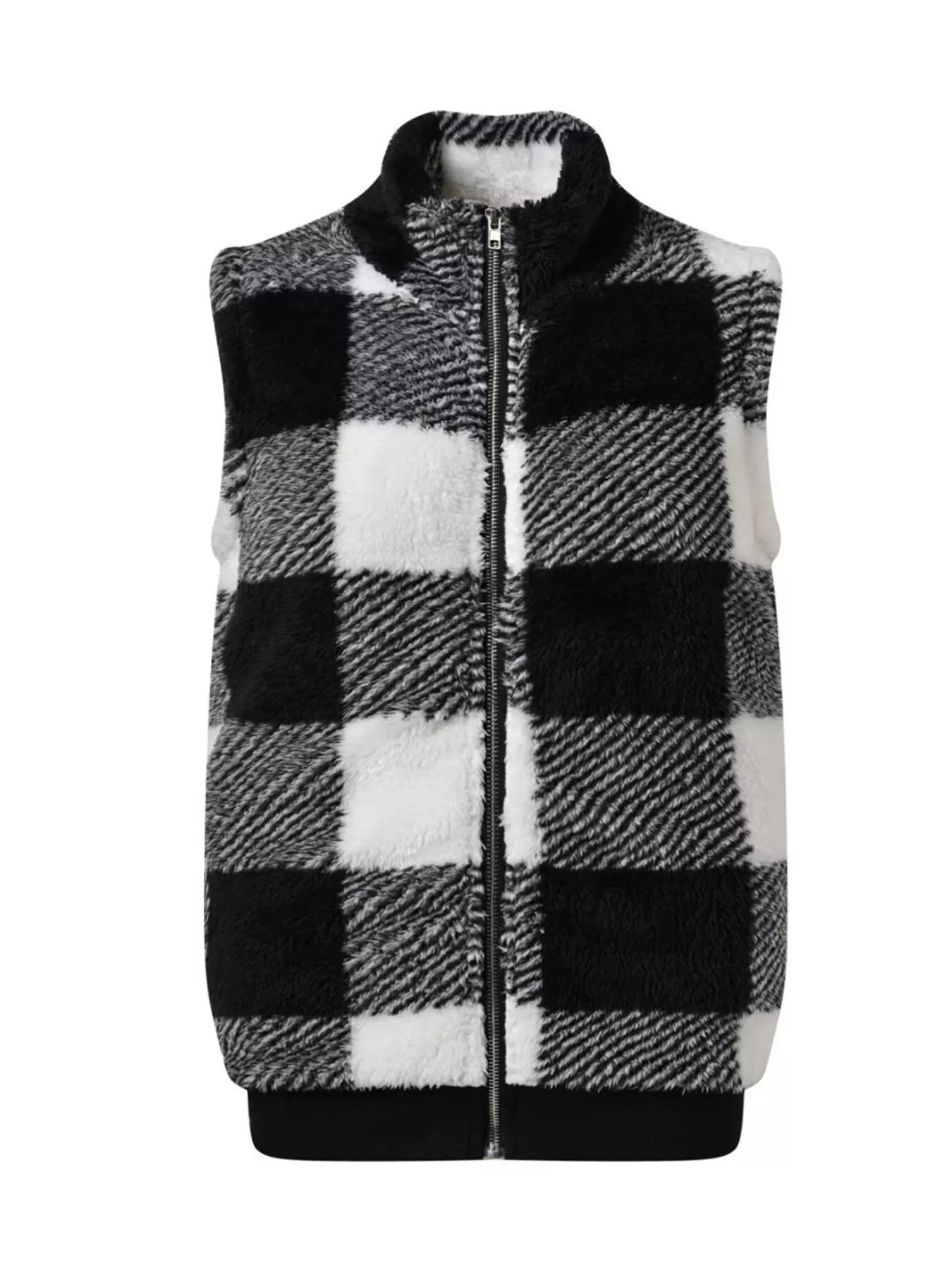 Plus Size Cozy Plaid Fleece Vest Coat