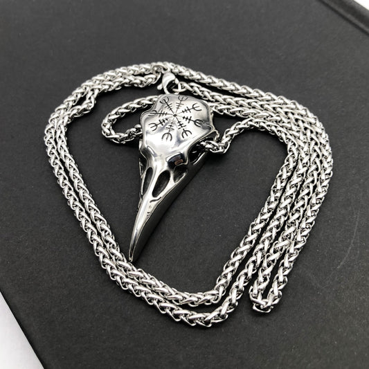Mens Fashionable Vintage Viking Symbol Skull Eagle Beak Pendant