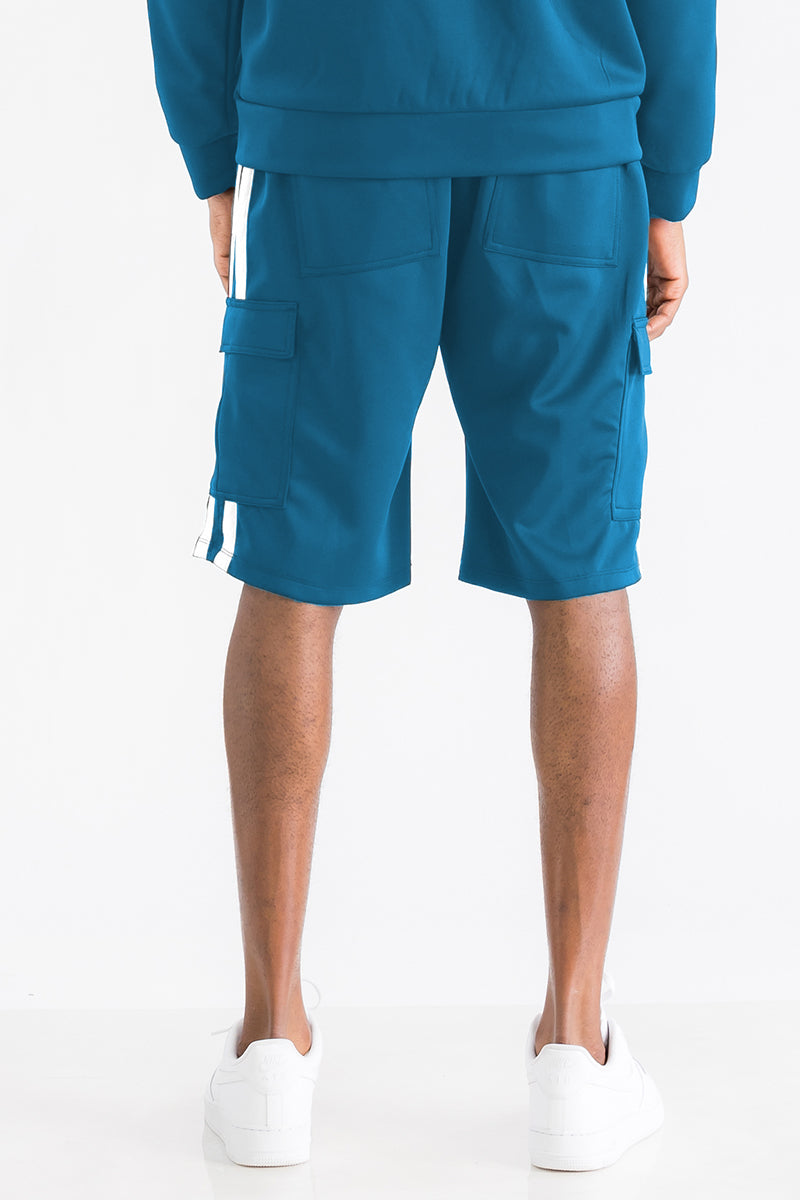 TWO STRIPE CARGO POCKET TRACK SHORTS SP300