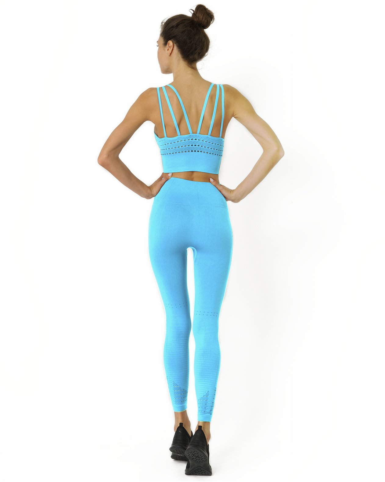 Mesh Seamless Bra with Cutouts - Aqua