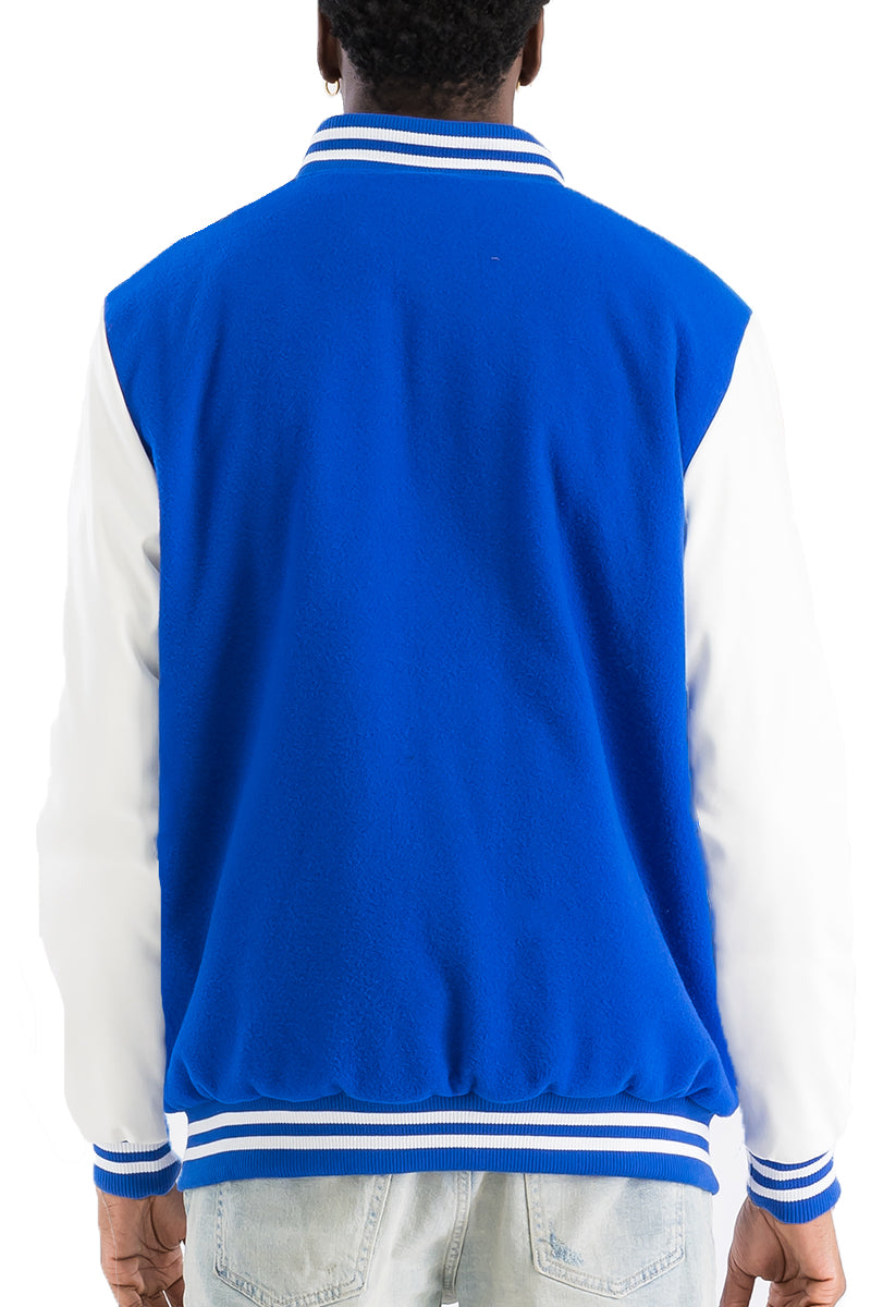 Melton Varsity Letterman Jacket Faux Royal White Team Jacket BJ222
