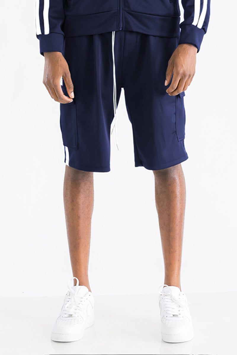 TWO STRIPE CARGO POCKET TRACK SHORTS SP300