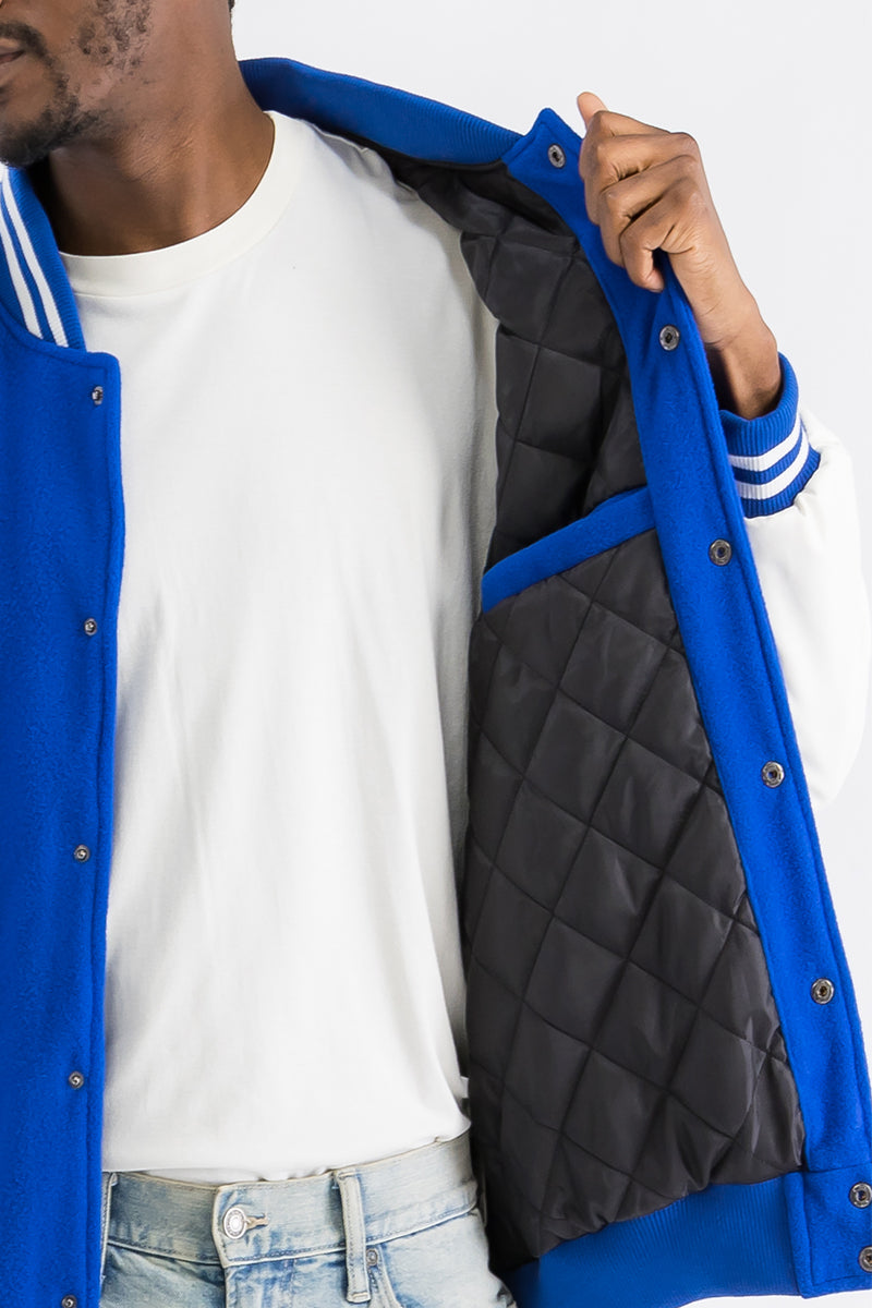 Melton Varsity Letterman Jacket Faux Royal White Team Jacket BJ222