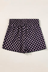 Leopard & Checker High Waist Athletic Shorts