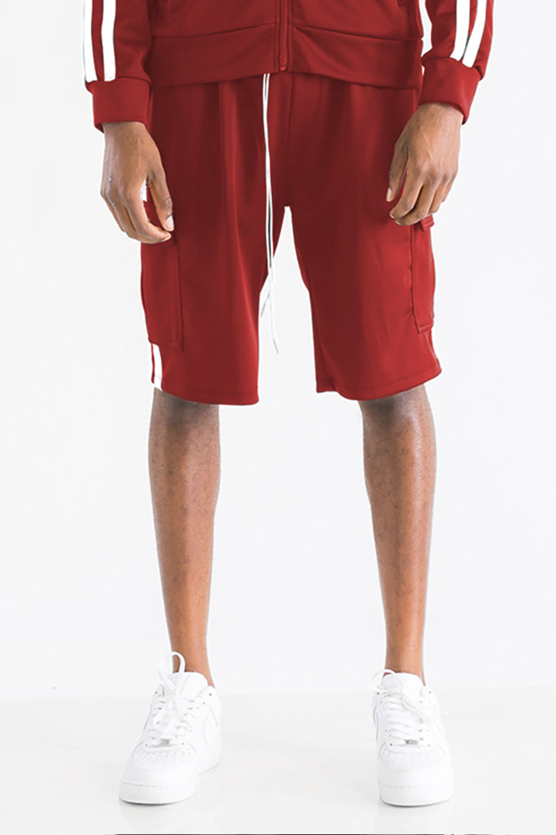 TWO STRIPE CARGO POCKET TRACK SHORTS SP300