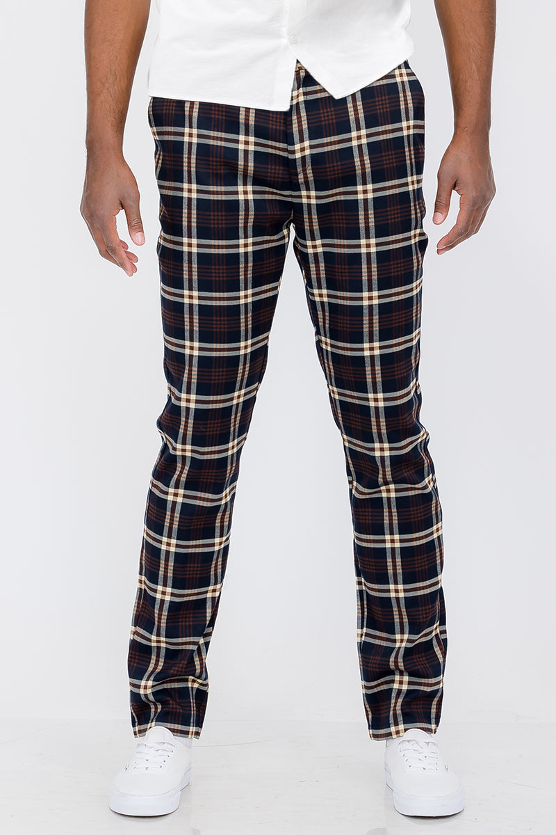 Plaid Slim Fit Trouser Pants SR003