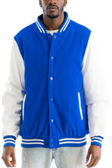 Melton Varsity Letterman Jacket Faux Royal White Team Jacket BJ222