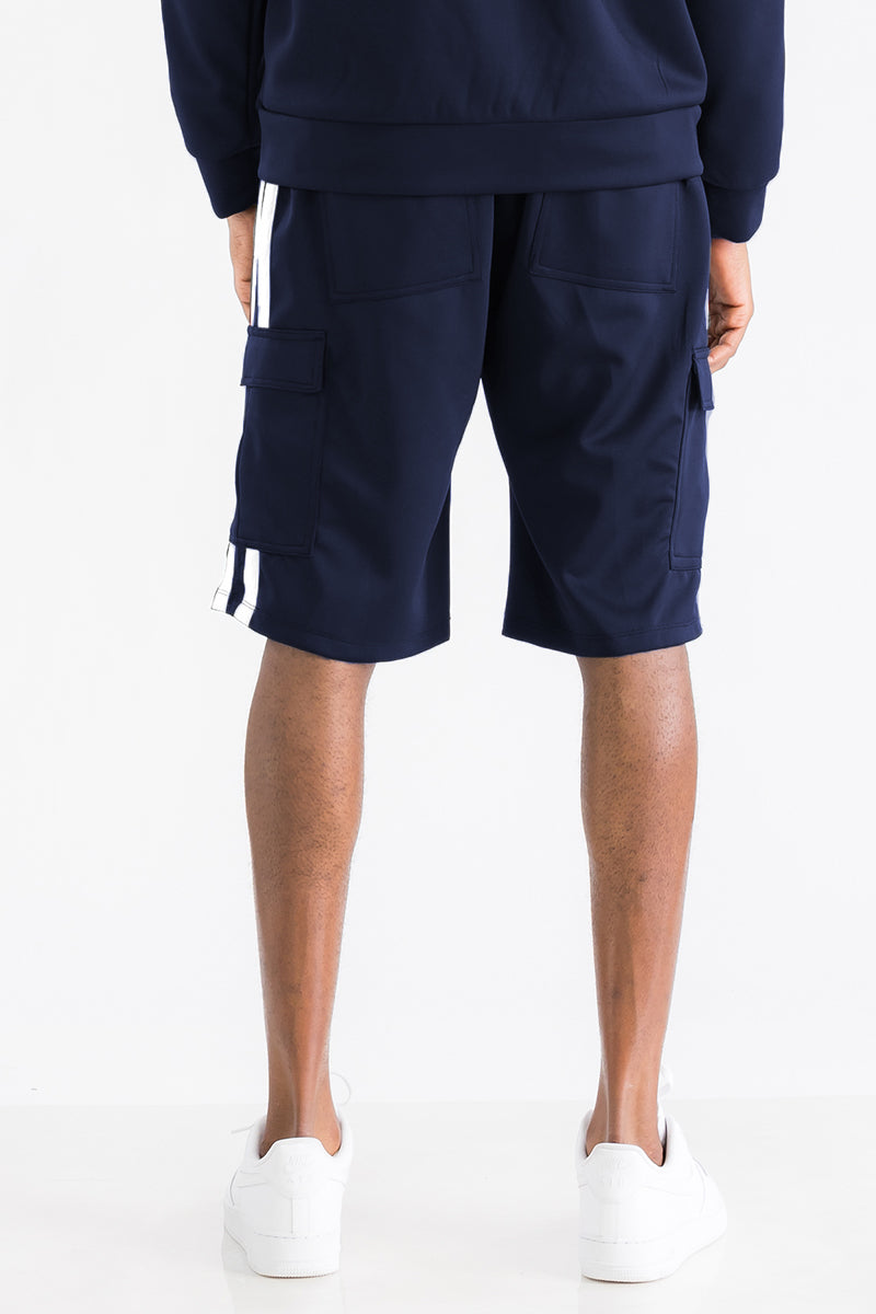 TWO STRIPE CARGO POCKET TRACK SHORTS SP300