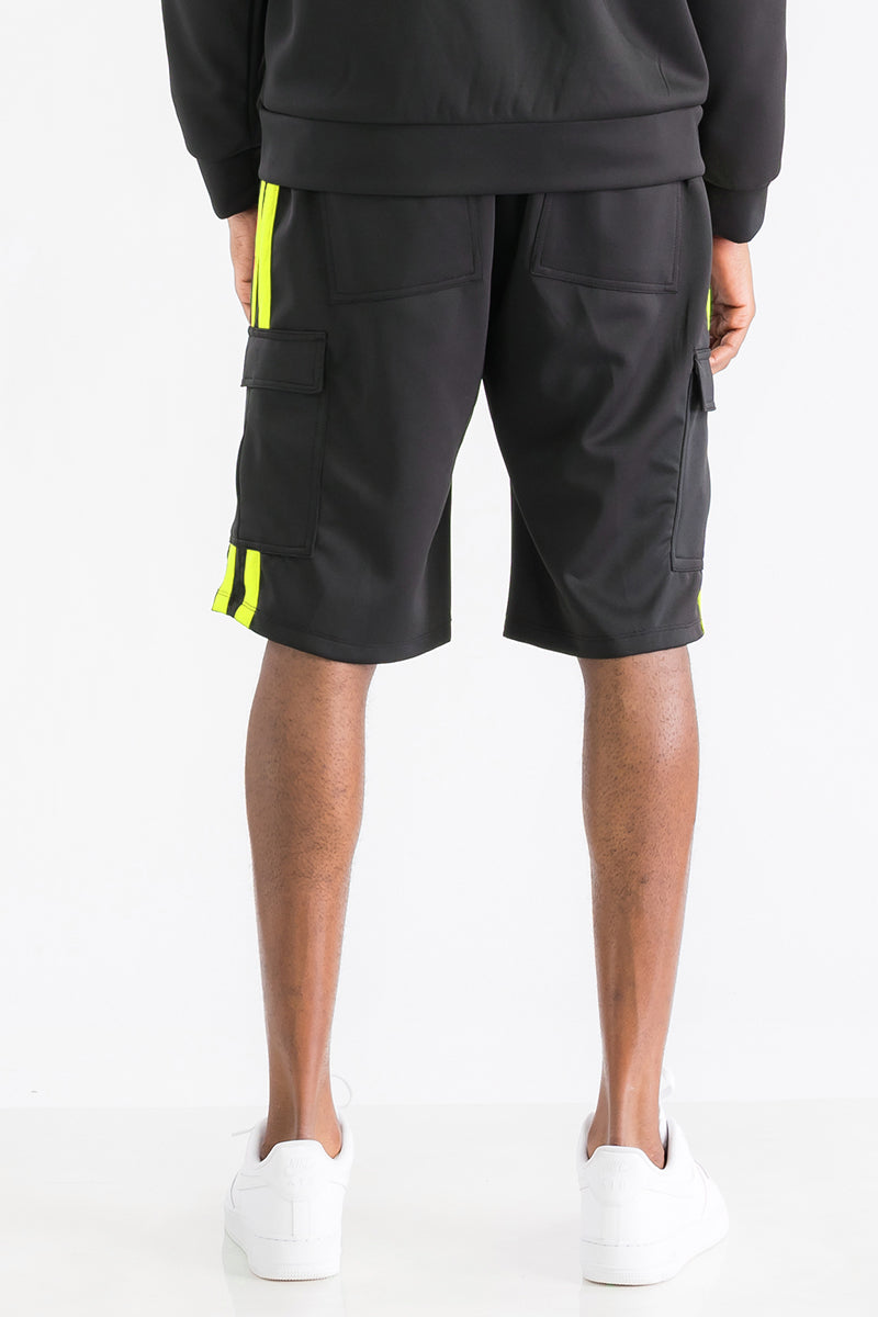 TWO STRIPE CARGO POCKET TRACK SHORTS SP300