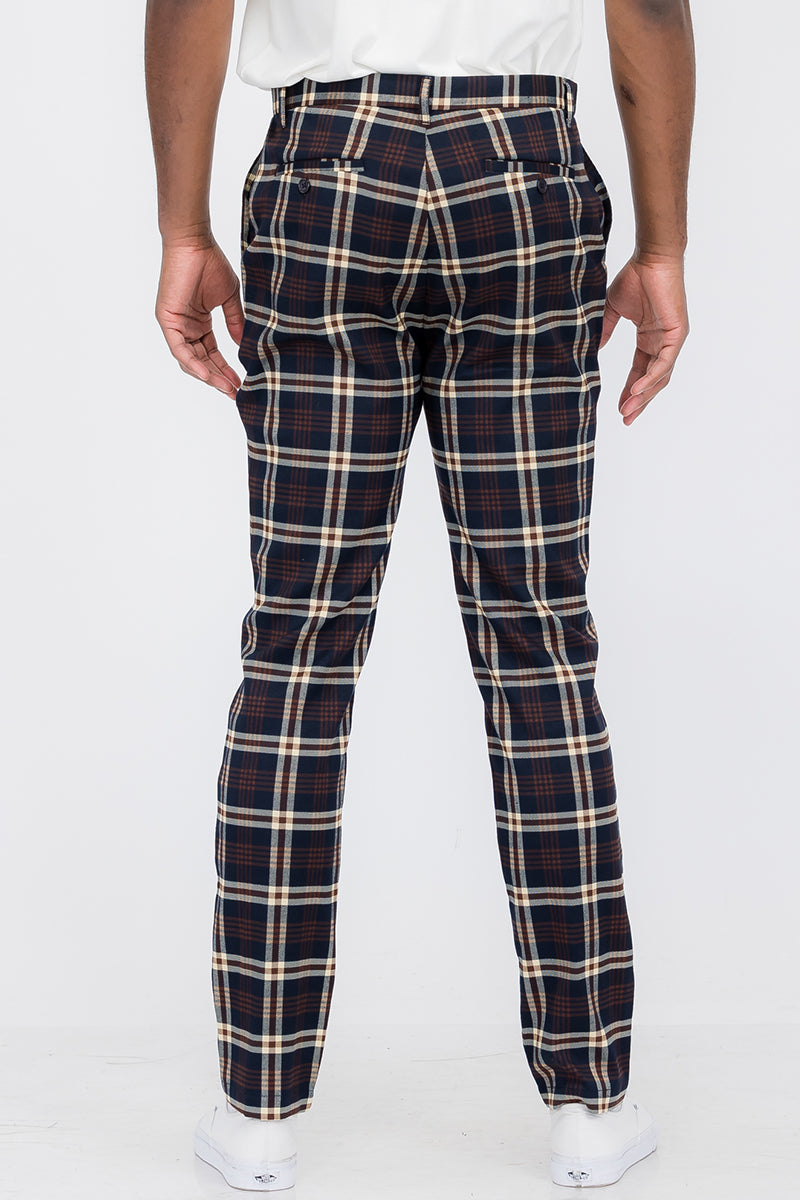 Plaid Slim Fit Trouser Pants SR003