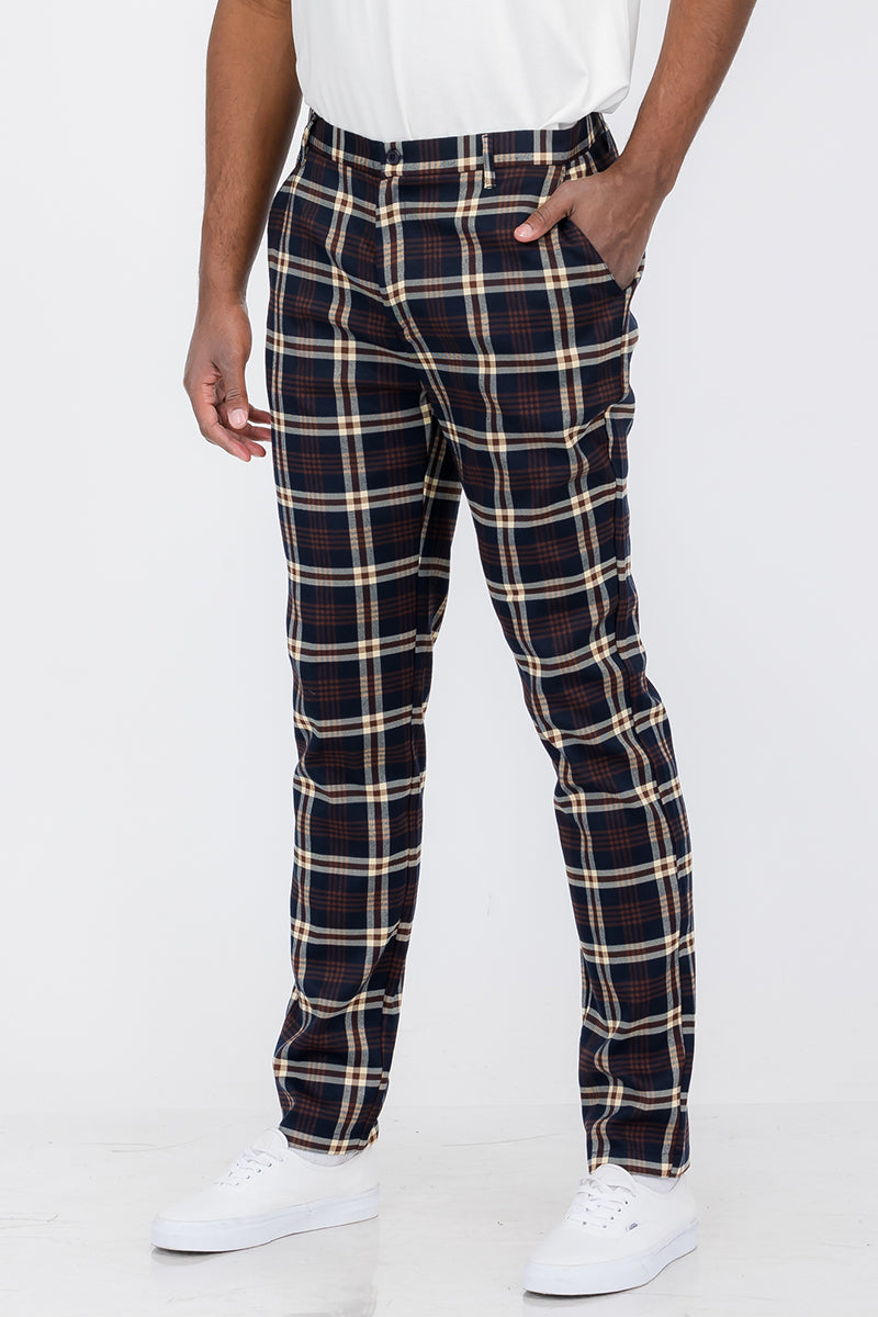 Plaid Slim Fit Trouser Pants SR003