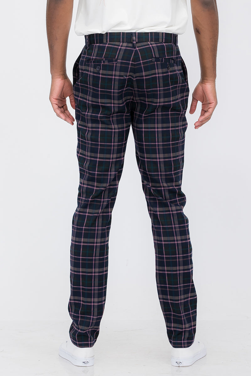 Plaid Slim Fit Trouser Pants SR008