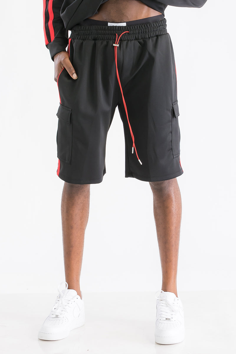 TWO STRIPE CARGO POCKET TRACK SHORTS SP300