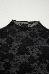 Plus Size Floral Mesh Long Sleeve Top