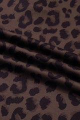 Plus Size Leopard Collared Top & Drawstring Shorts Set