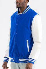 Melton Varsity Letterman Jacket Faux Royal White Team Jacket BJ222
