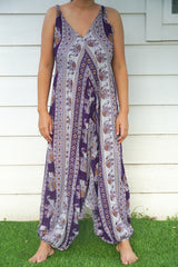 Purple Elephant Boho Hippie Jumpsuit Rompers