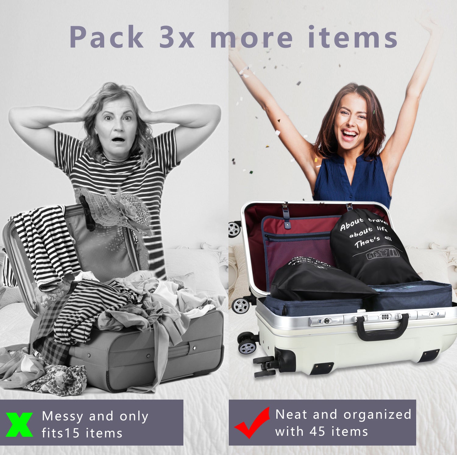 5-Piece Travel Packing Cubes Set with Mesh Tops