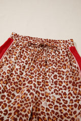 Leopard Contrast Trim Top and Pant Set
