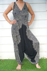 Black Lotus Boho Hippie Jumpsuit Rompers