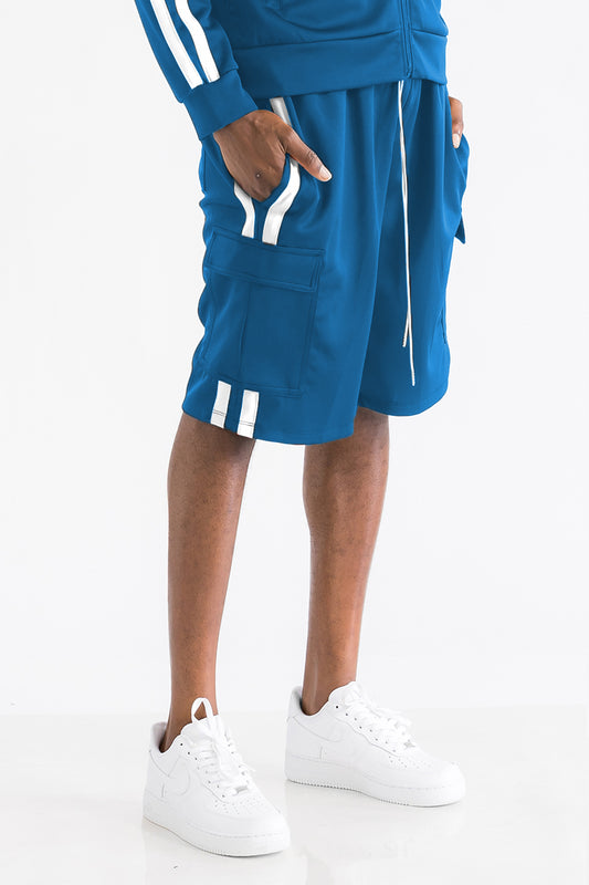 TWO STRIPE CARGO POCKET TRACK SHORTS SP300