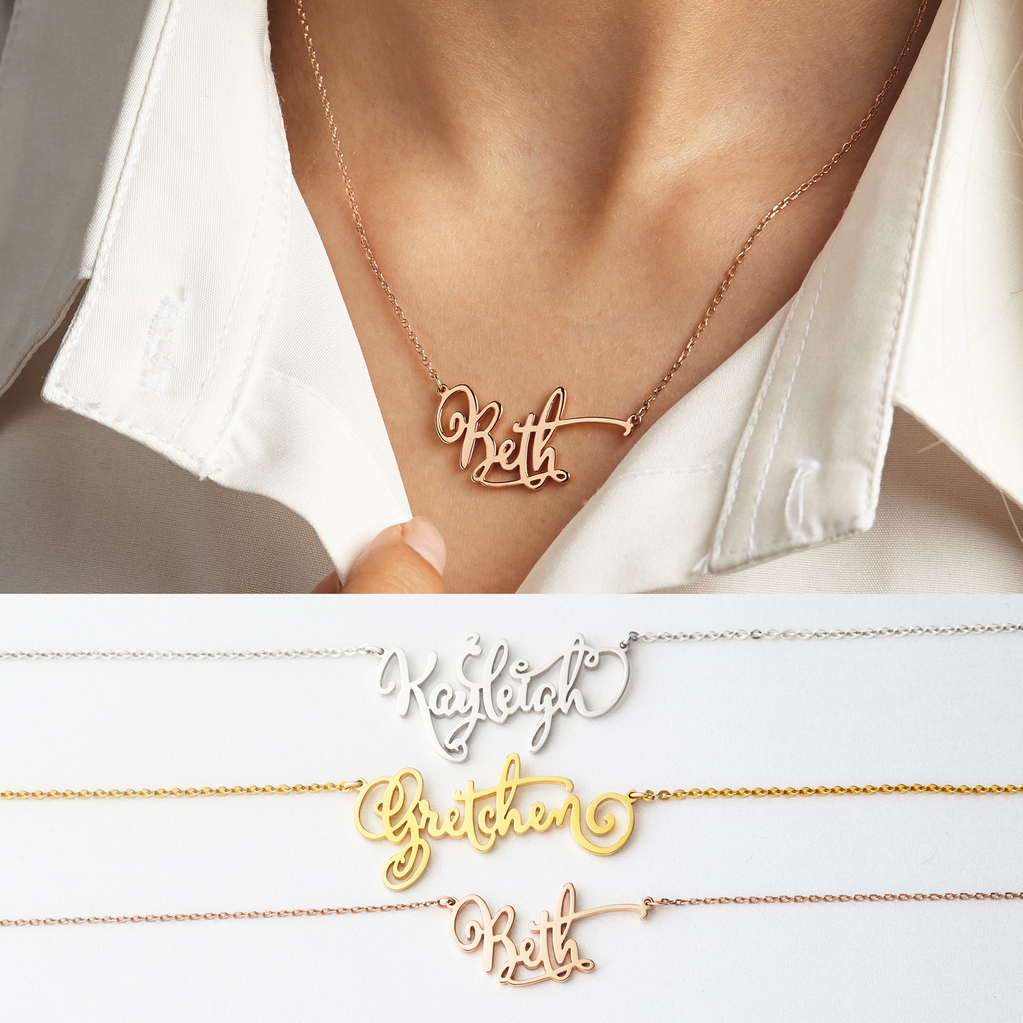 Nameplate Necklace, Cursive Name Necklace, SCRIPT Name Necklace