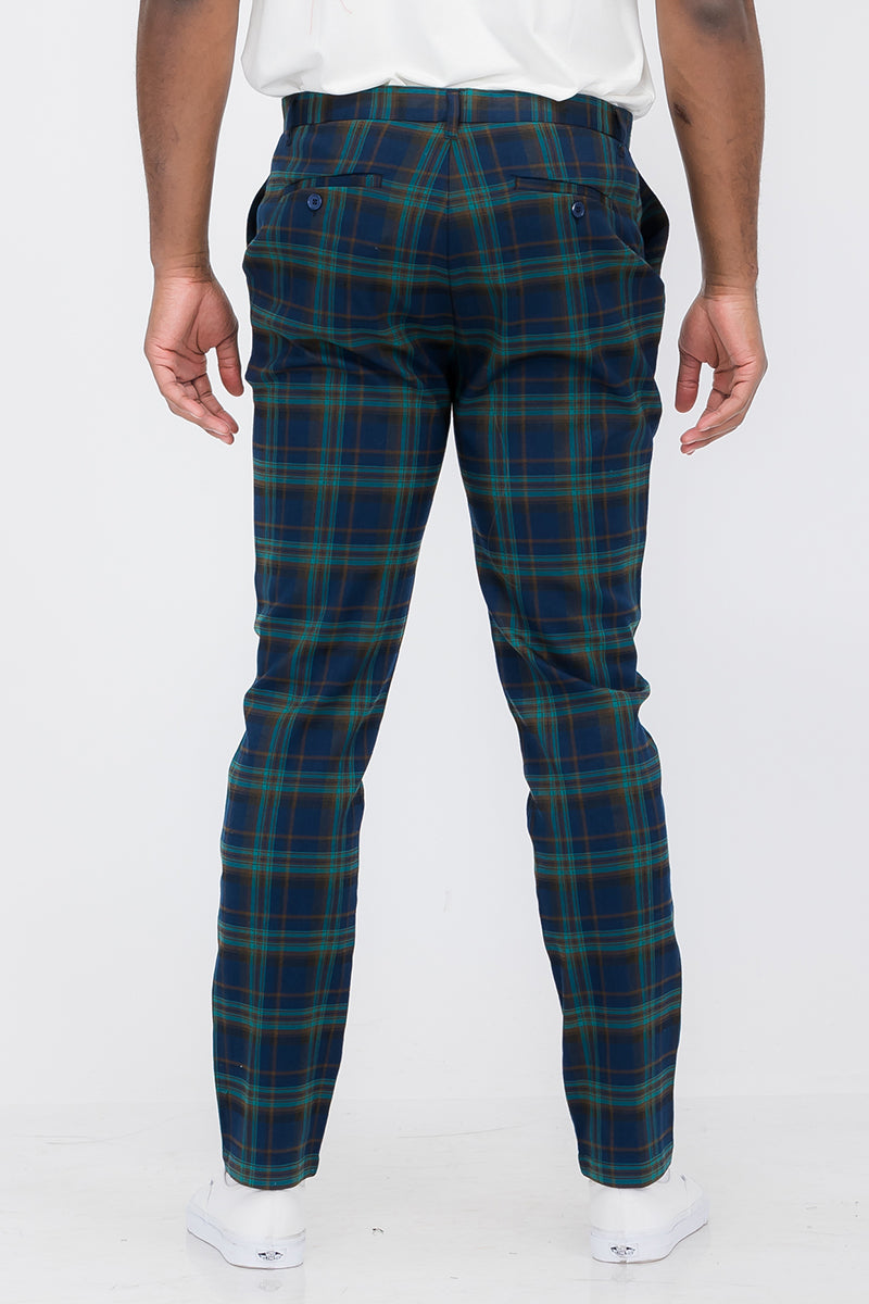 Plaid Slim Fit Trouser Pants SR007
