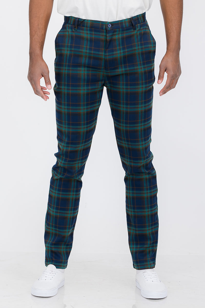 Plaid Slim Fit Trouser Pants SR007