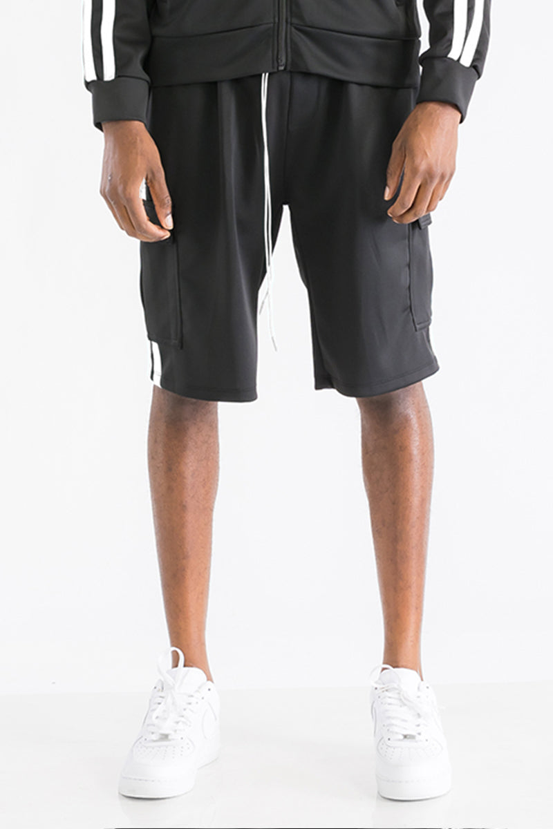 TWO STRIPE CARGO POCKET TRACK SHORTS SP300