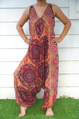 Orange Boho Hippie Rompers Jumpsuits