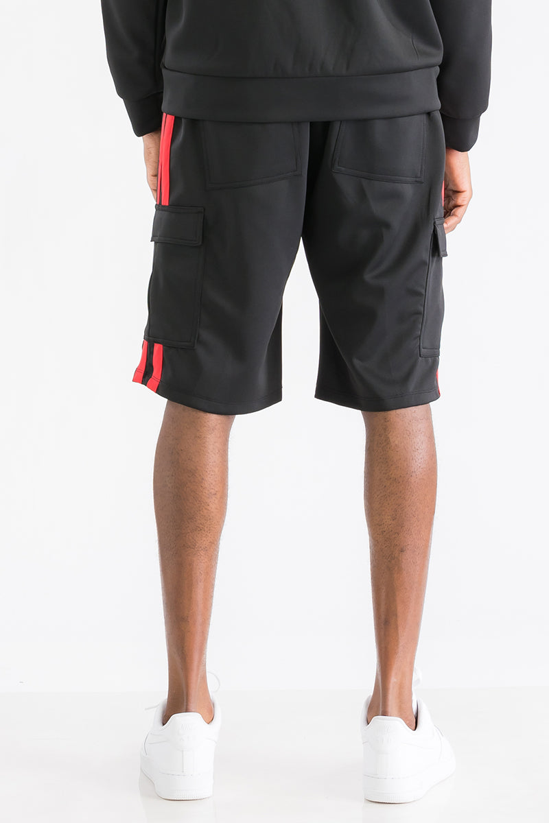TWO STRIPE CARGO POCKET TRACK SHORTS SP300